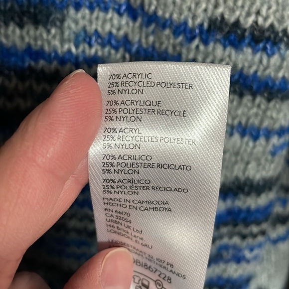 Urban Outfitters size Large Gray, Blue, and Black Striped  Button-down Cardigan - Picture 8 of 9